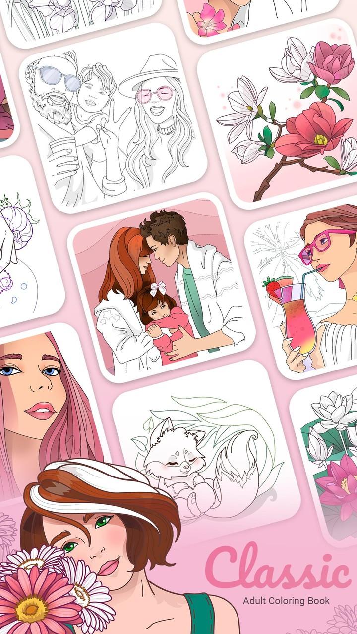 Classic Adult Coloring Book Screenshot 1