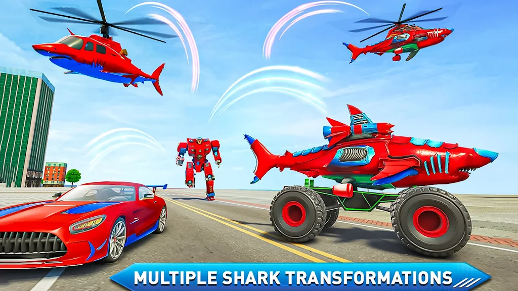 Monster Truck Robot Shark Game Captura de pantalla 4