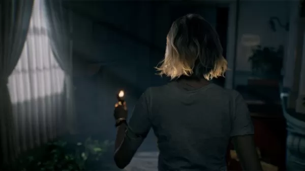 Grace Ashcroft cautiously investigating dimly lit room