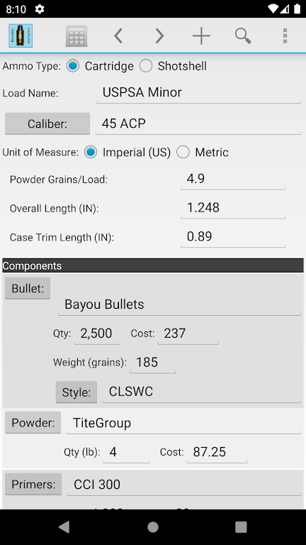 Reloading Calculator - Ammo應用截圖第1張