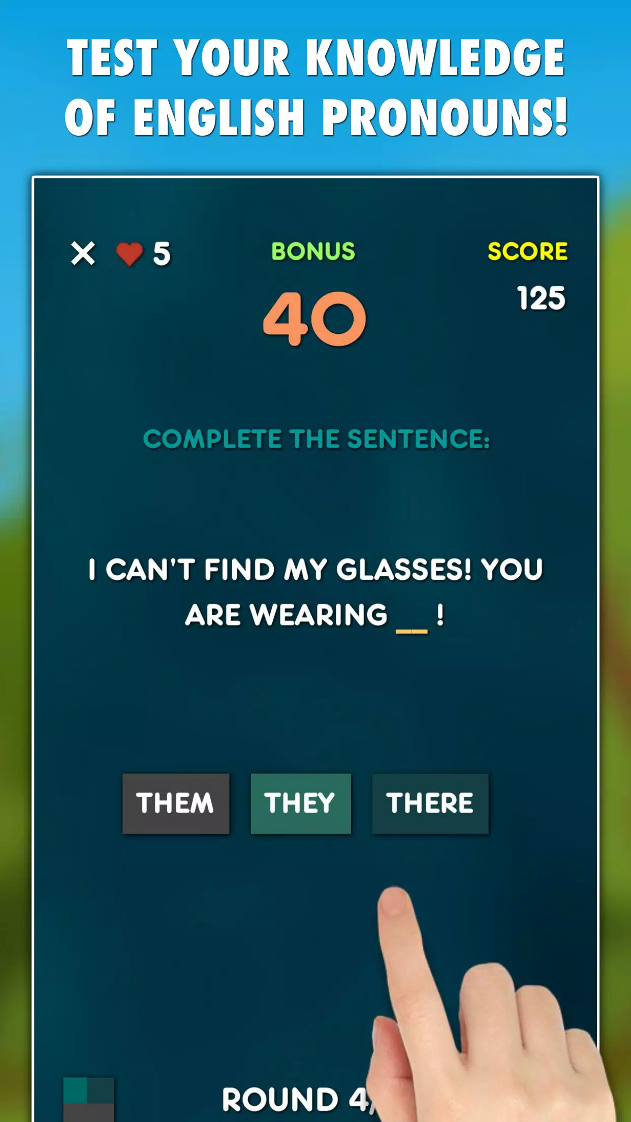 Pronouns Grammar Test Screenshot 1