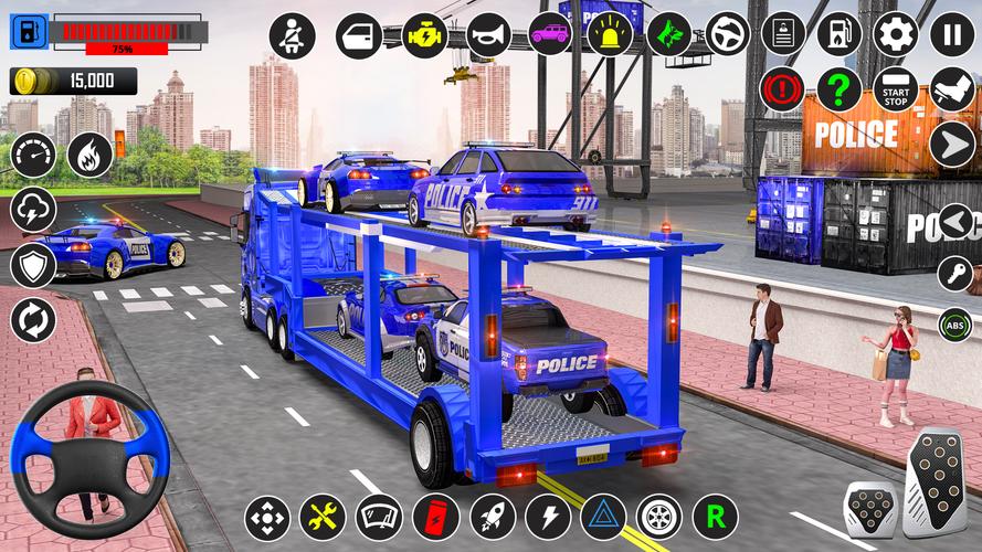 US Police-Car Transport Trucks Captura de pantalla 1
