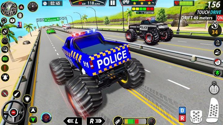 Police Monster Truck Car Games Captura de tela 4