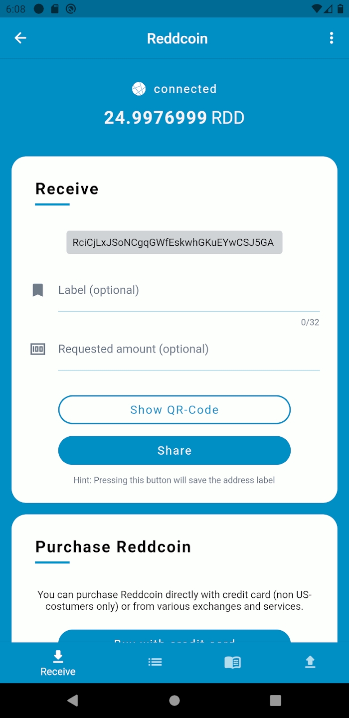 Reddcoin Mobile Wallet Captura de pantalla 3