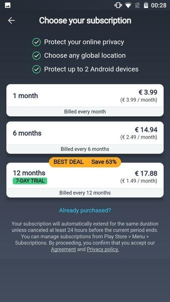 AVG Secure VPN Proxy & Privacy स्क्रीनशॉट 1