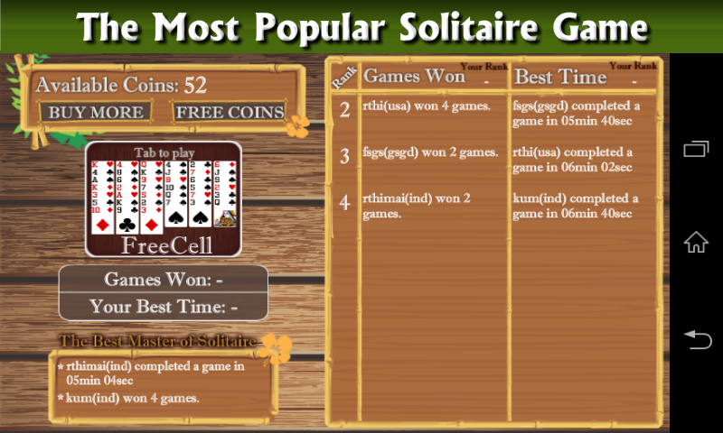 Freecell Patience Solitaire Captura de pantalla 1