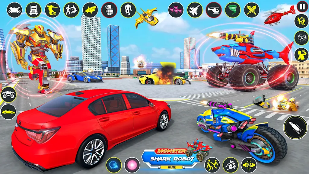 Monster Truck Robot Shark Game 스크린샷 1