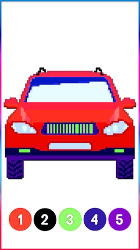 Cars Pixel Art Color by Number Captura de pantalla 4