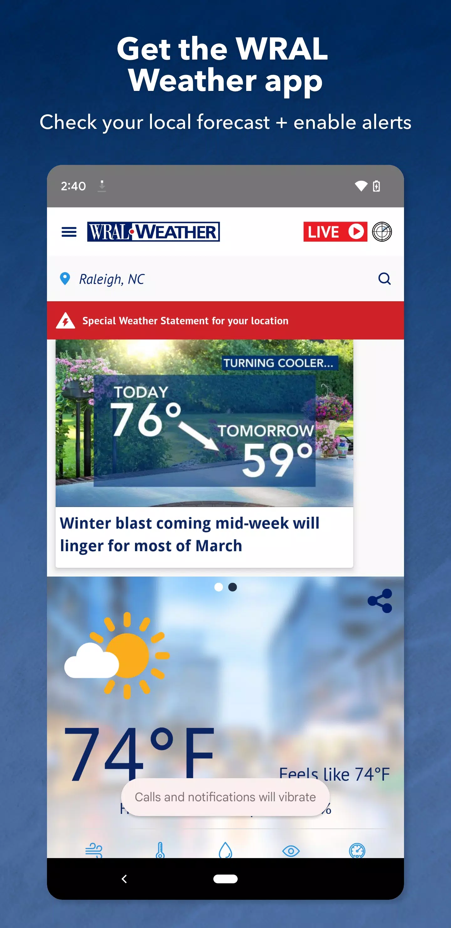 WRAL Weather Screenshot 1