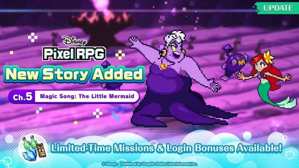 Disney Pixel RPG Update: Recruit Ariel and Ursula from The Little Mermaid