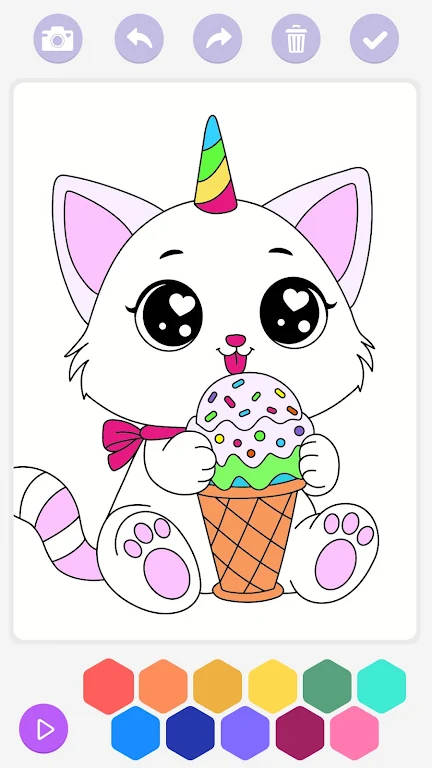 Unicorn Cat Coloring Book Captura de tela 1