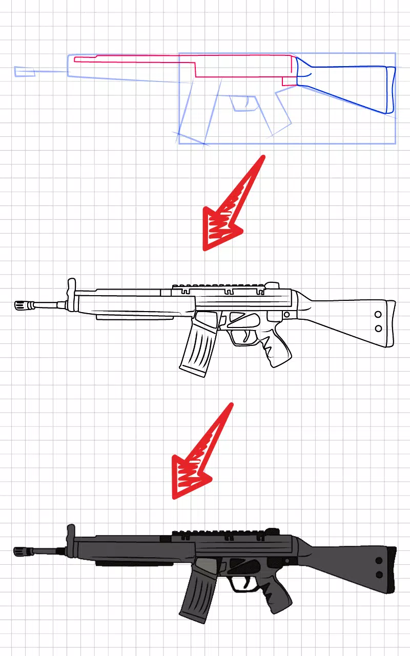 How to draw weapons step by st Capture d’écran 3