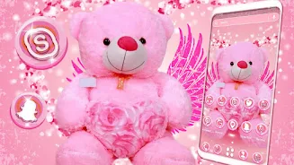 Pink Teddy Bear Theme Capture d'écran 2