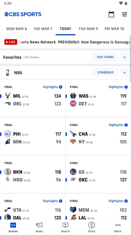 CBS Sports App: Scores & News應用截圖第2張