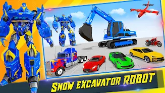 Snow Excavator Robot Car Games Screenshot 2