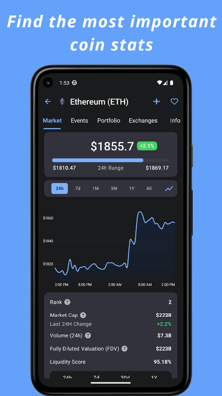 Crypto Hub Coin Stats Tracker Скриншот 4