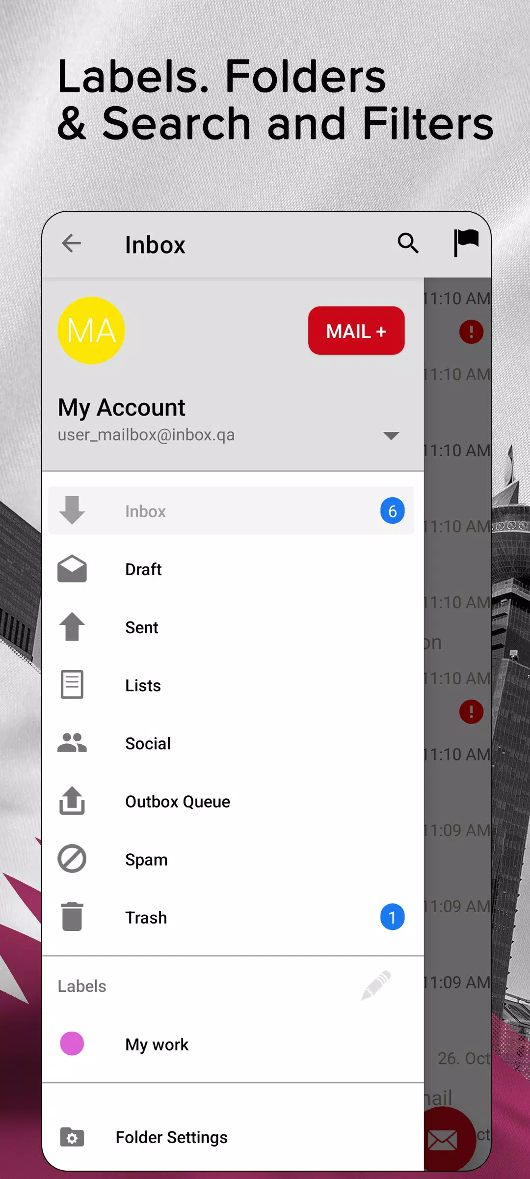 Inbox.qa email Captura de pantalla 2
