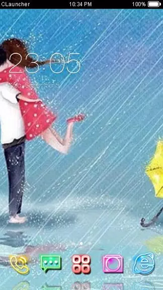 Cartoon Couple Sweet Theme HD Captura de tela 1