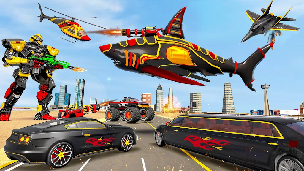 Shark Robot Transform Car Game Screenshot 1