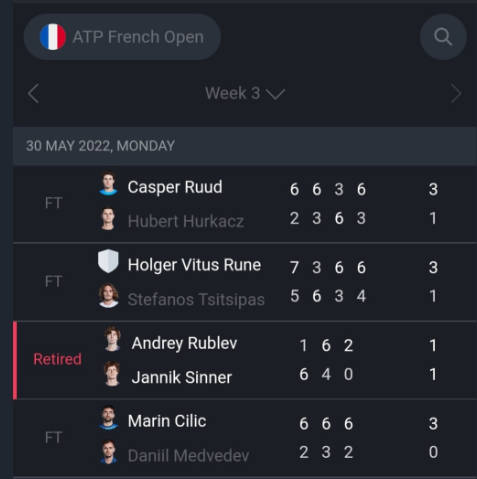 ATP live scores : Tennis live應用截圖第3張