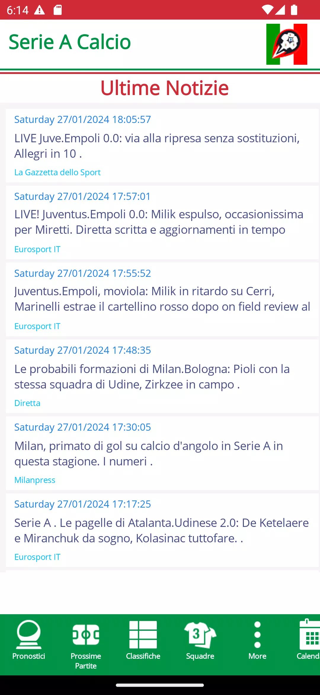 Football Serie A Calcio Italy Screenshot 1