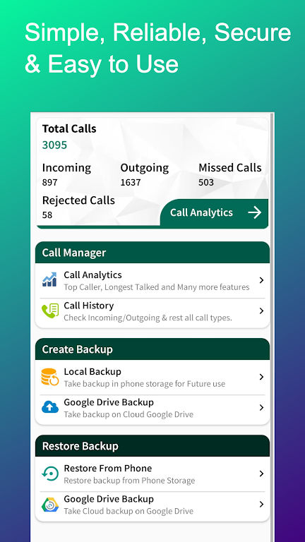 Cally - Call Backup & Recover Captura de tela 1