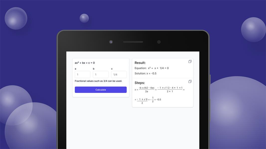 Quadratic Formula Calculator Capture d'écran 2