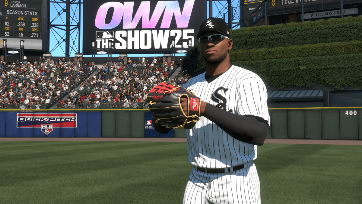 Luis Robert dans MLB The Show 25 dans le cadre d'un article sur le bug de base de la base à droite.