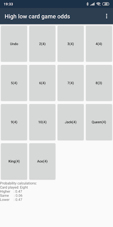 High low card game odds應用截圖第2張