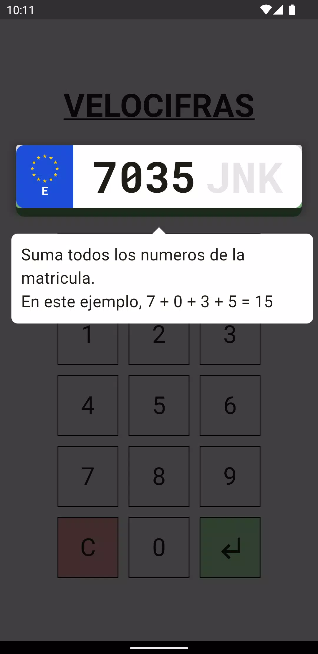 Velocifras - Juego Matrículas應用截圖第2張