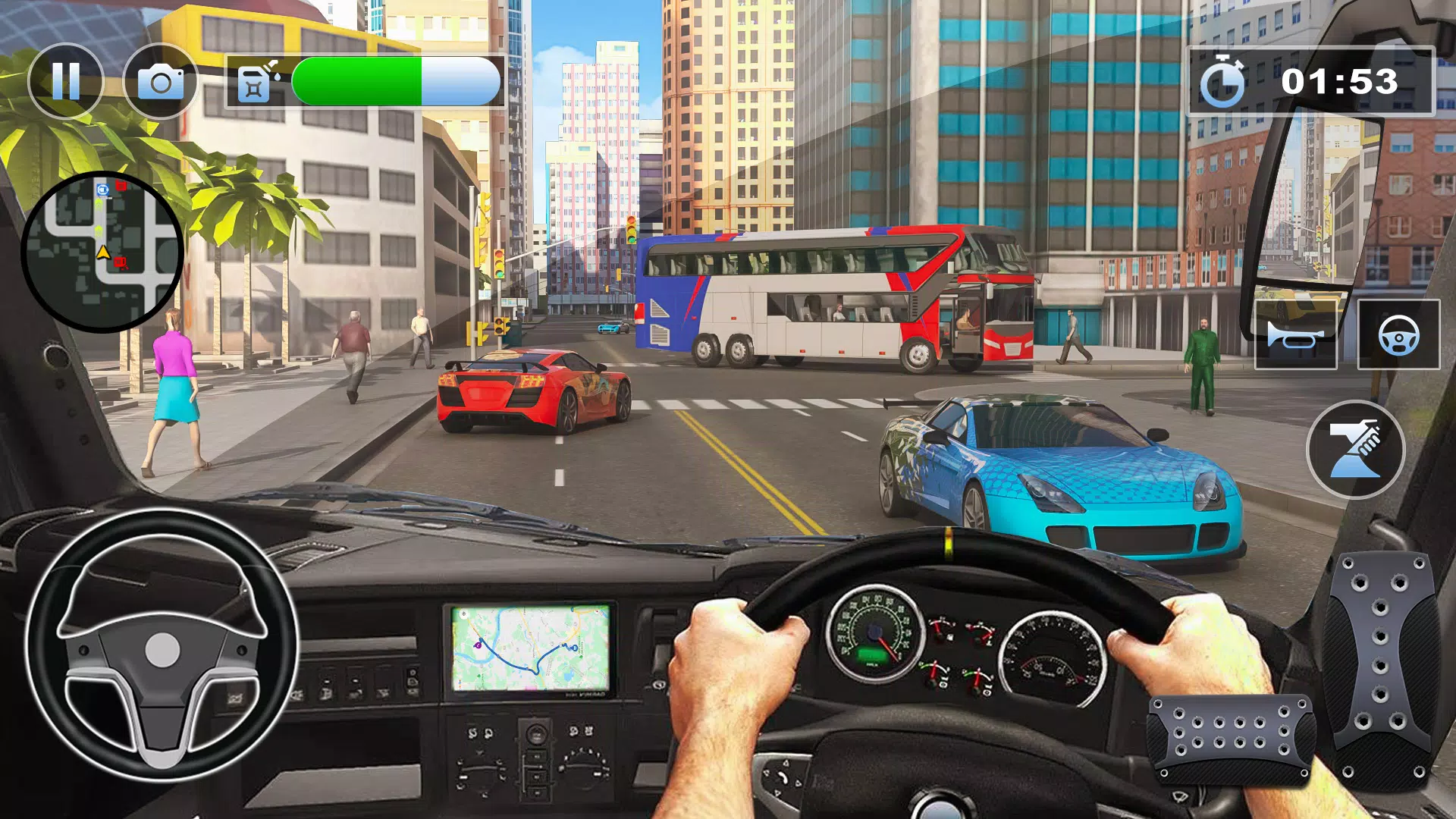 バスドライビングシミュレータ-オフラインゲーム：バスゲーム スクリーンショット 1