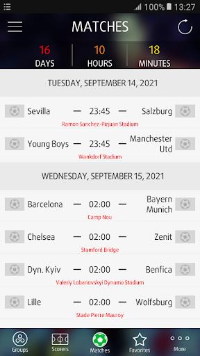 Live Scores for Champions League Скриншот 1