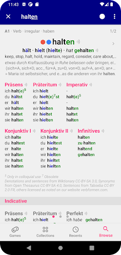 Verbs German Dictionary Screenshot 3