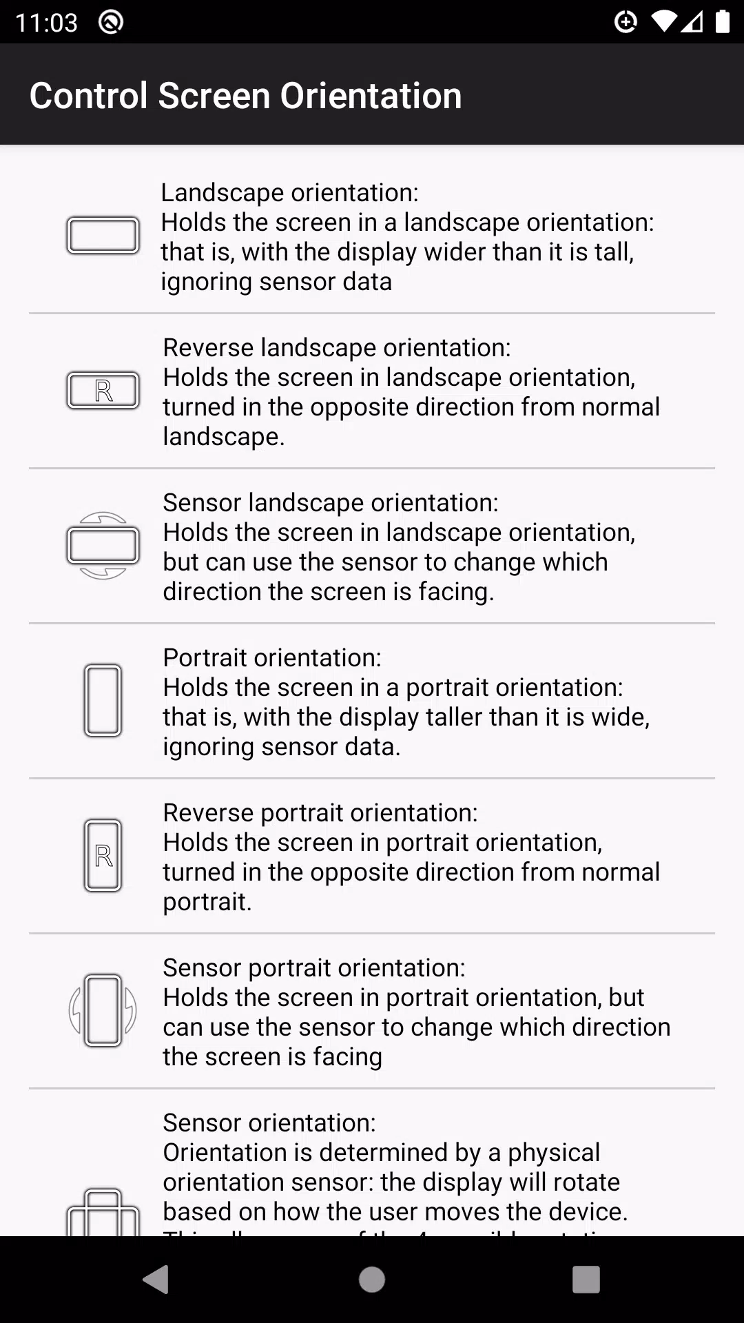 control screen rotation Captura de tela 2