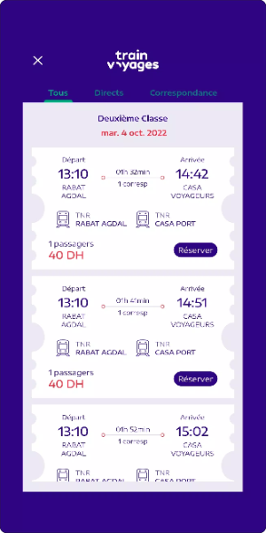 Train Voyages: Billet ONCF Capture d’écran 2