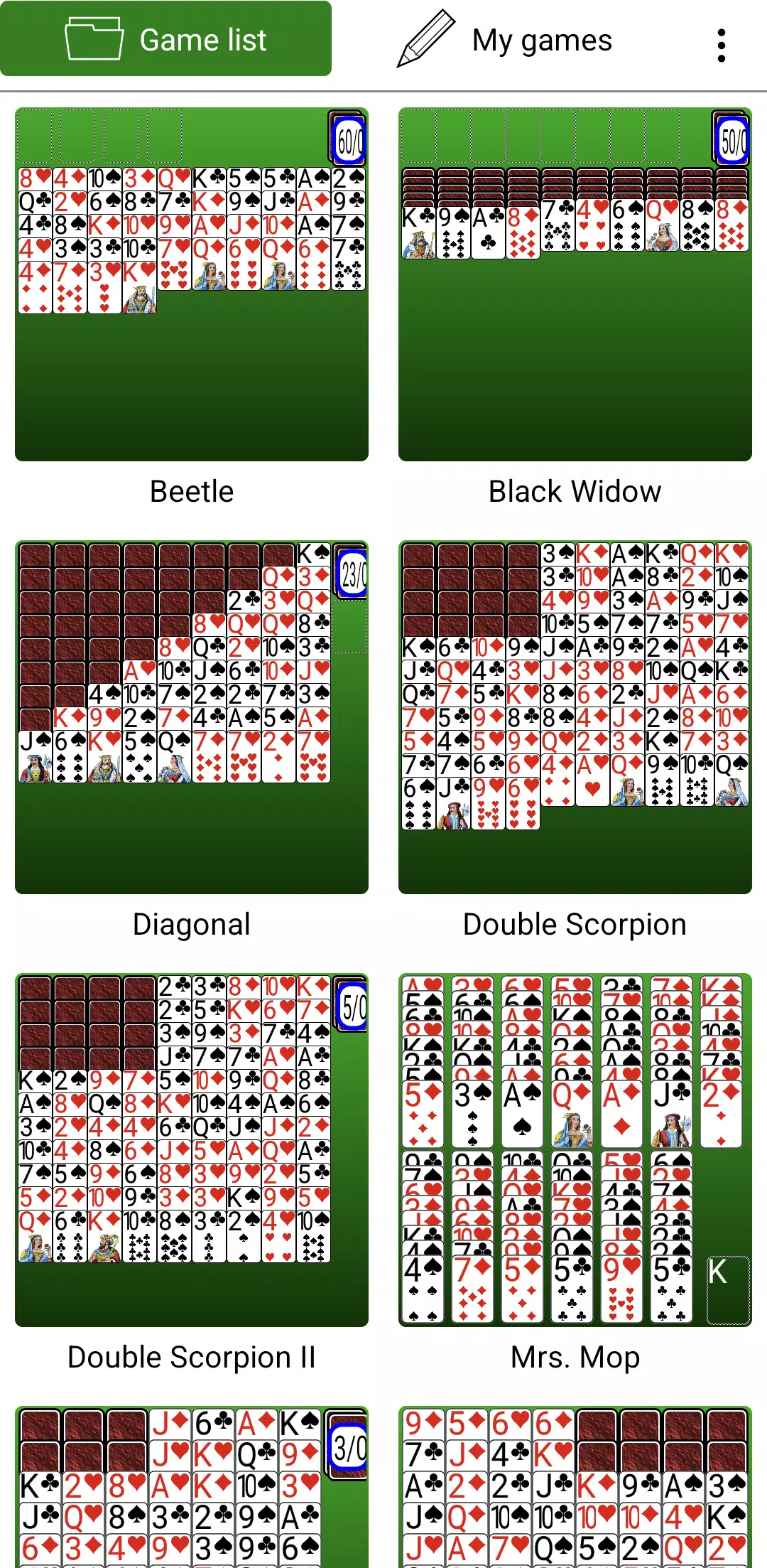 Spider Solitaires Скриншот 1