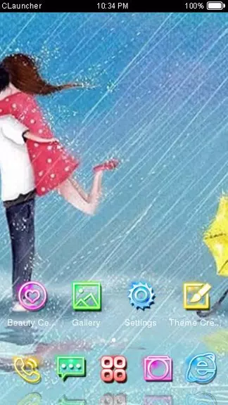 Cartoon Couple Sweet Theme HD Captura de tela 2