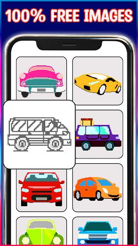 Cars Pixel Art Color by Number Captura de pantalla 1