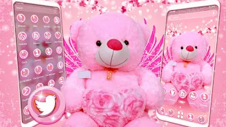 Pink Teddy Bear Theme Capture d'écran 1