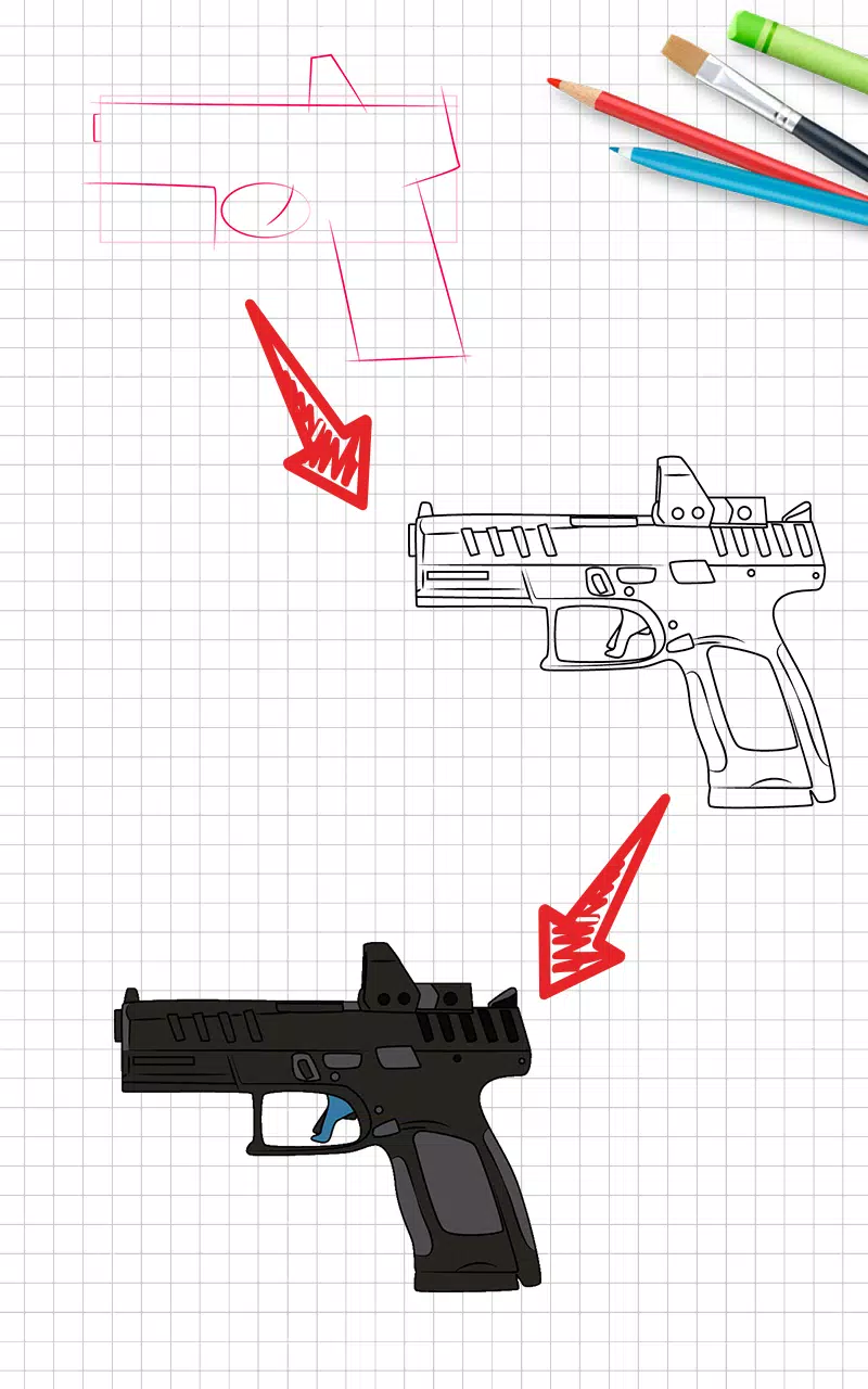 How to draw weapons step by st Capture d’écran 1