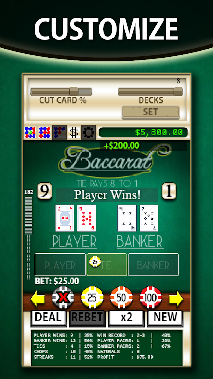 Baccarat Simulator Screenshot 4