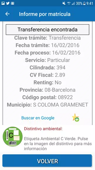 InfovehículoConsultarMatrícula स्क्रीनशॉट 2