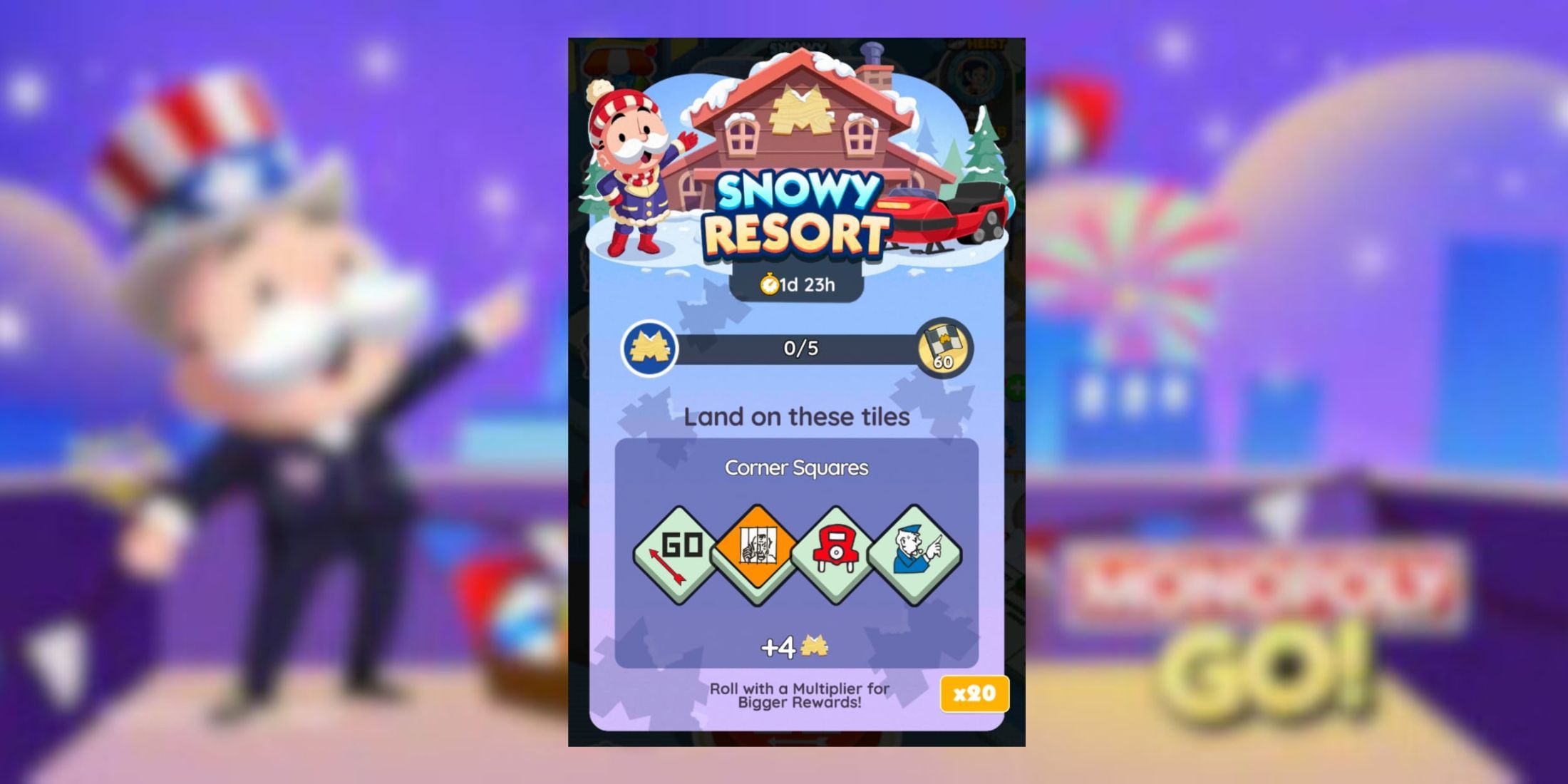 Monopoly GO: recompensas e hitos de Snowy Resort