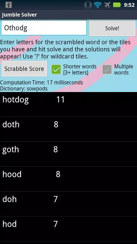 Jumble Solver Скриншот 1