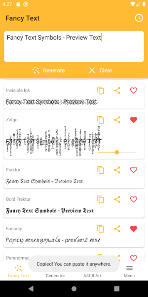 Fancy Text Symbols Capture d'écran 1