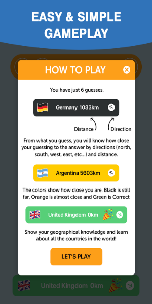 Worldle: Earthle Country Guess Screenshot 3