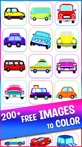 Cars Pixel Art Color by Number Captura de pantalla 3