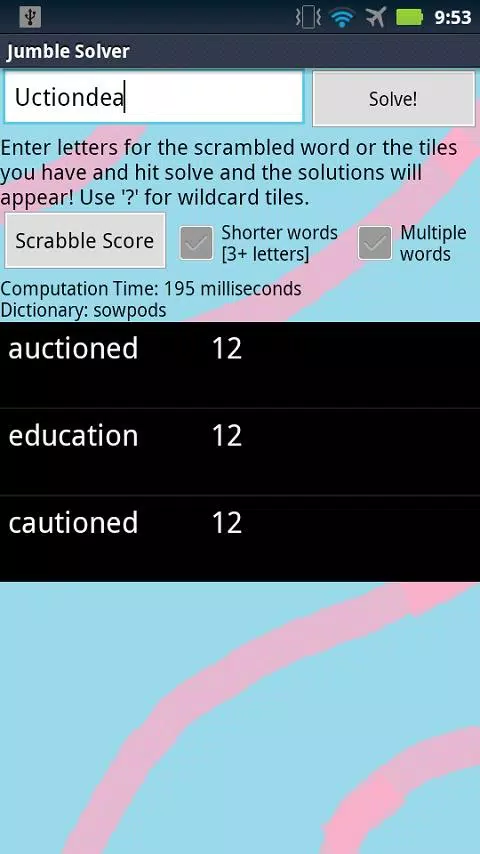 Jumble Solver Скриншот 2