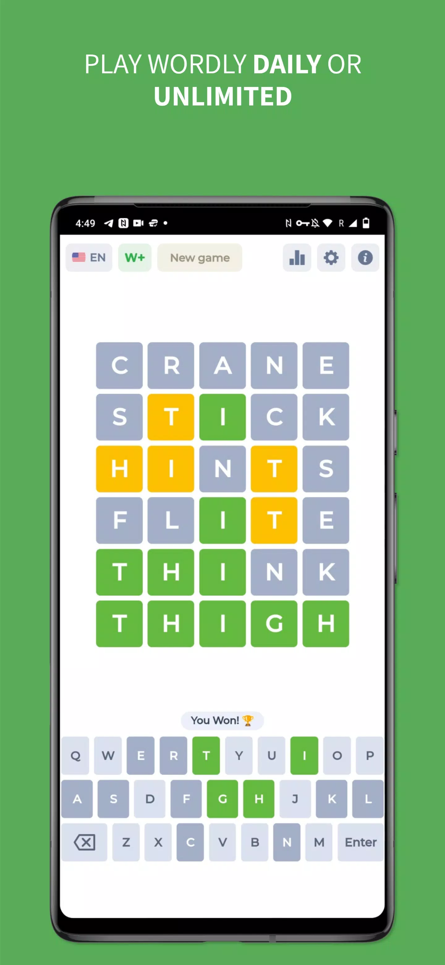 Wordy - Word Puzzle Game Capture d’écran 1
