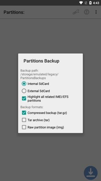 Partitions Backup and Restore Capture d'écran 1